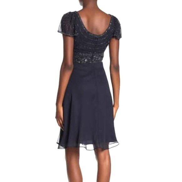 NWT MARINA NAVY BLUE BEAD & SEQUIN DRESS FROM NORDSTROM - 8 - Picture 6 of 12